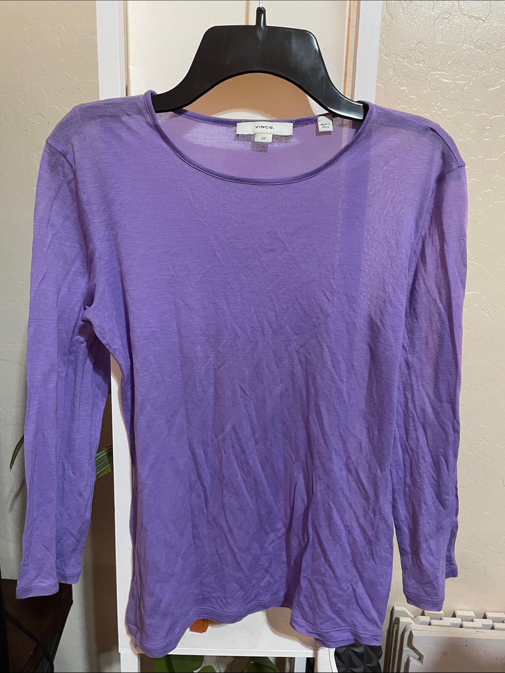 Vince Purple Long-Sleeve Crewneck Top